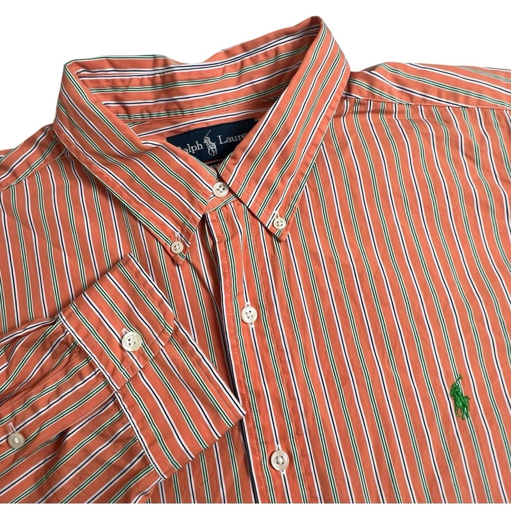 Ralph Lauren Mens XXL Multicolor Striped Classic Long Sleeve Button Down Shirt